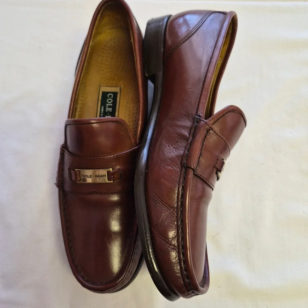 Cole‎ Haan Mens Brown Leather Loafers Dress Shoes Size 8 D Made in USA